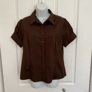 Brown blouse, short puffy sleeves